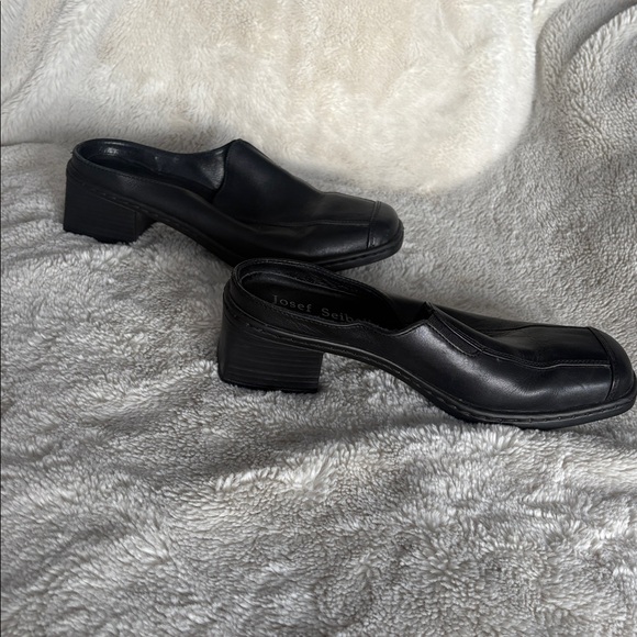 Josef Seibel Shoes - Josef Seibel Leather Slip-On Mules – Size 5 | Comfort | Black Minimalist Style
